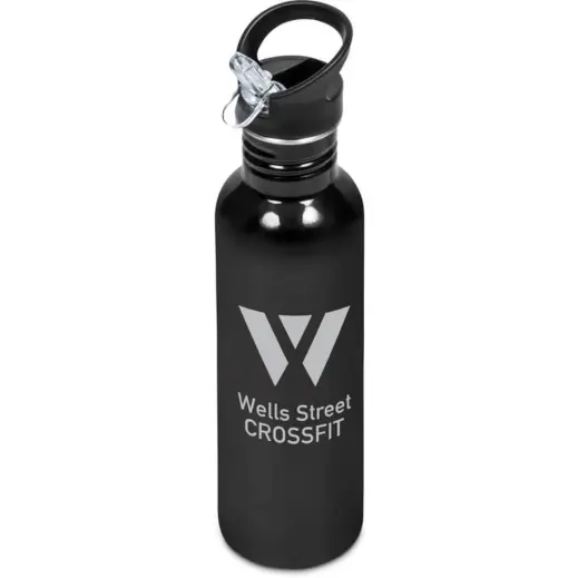Ventura Stainless Steel Water Bottle Black Branded